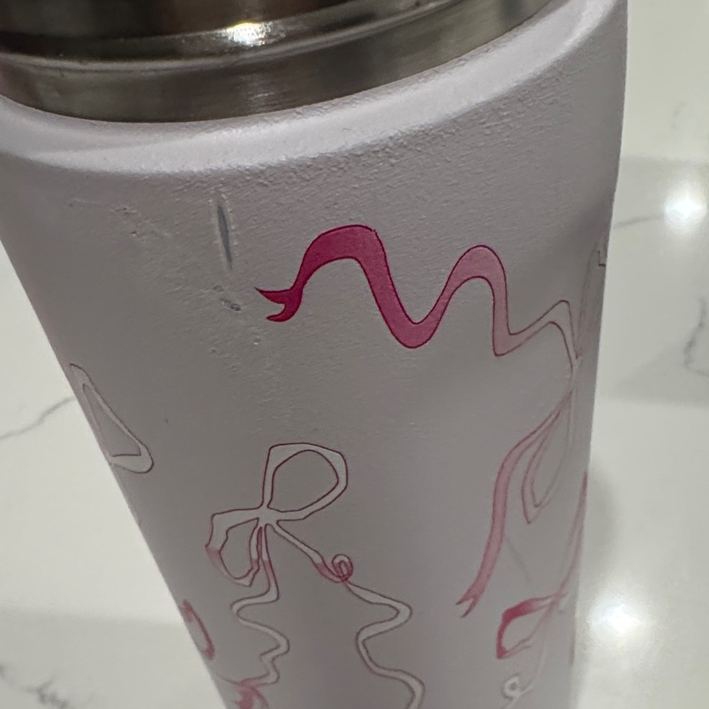 Owala Pink and White ‘tied and true’ bow Insulated Tumbler TUMBLER ONLY- NO LID - Picture 4 of 6